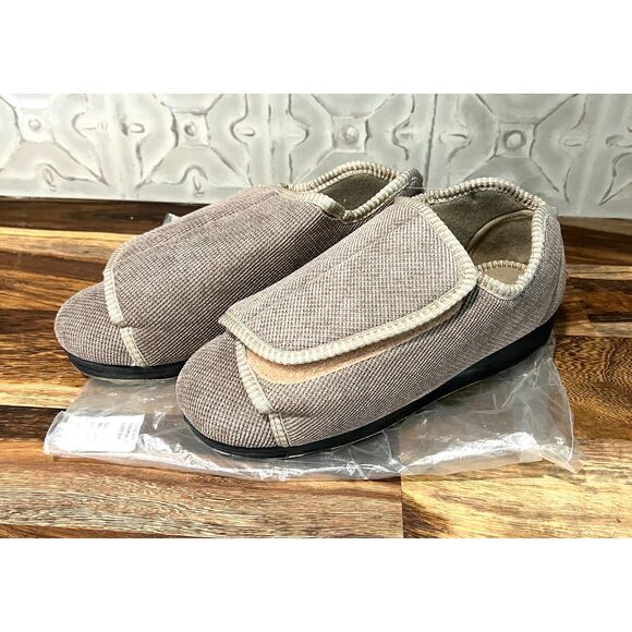 Size 8 Mens Silverts Taupe Adjustable Open Toe Shoes Size 8 - Picture 1 of 4
